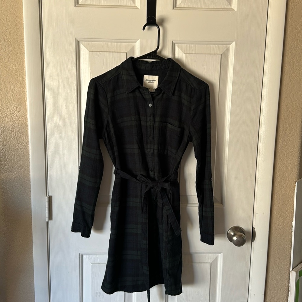 XSP Abercrombie Green Flannel Shirtdress